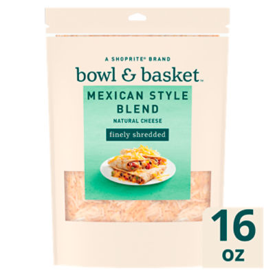 Bowl & Basket Finely Shredded Mexican Style Blend Cheese, 16 oz, 16 Ounce