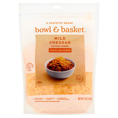 Bowl & Basket Finely Shredded Mild Cheddar Natural Cheese, 16 oz, 16 Ounce