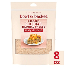 Bowl & Basket Finely Shredded Sharp Cheddar Natural, Cheese, 8 Ounce