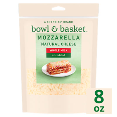 Bowl & Basket Whole Milk Shredded Mozzarella Cheese, 8 oz, 8 Ounce