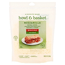 Bowl & Basket Cheese, Shredded Whole Milk Mozzarella, 12 Ounce
