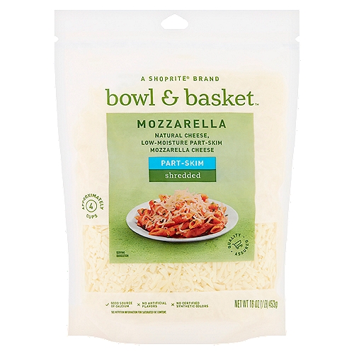 Bowl & Basket Shredded Part-Skim Mozzarella Cheese, 16 oz
