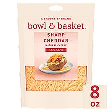 Bowl & Basket Shredded Sharp Cheddar Natural Cheese, 8 oz, 8 Ounce