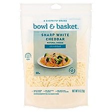 Bowl & Basket Shredded Sharp White Cheddar Natural Cheese, 8 oz, 8 Ounce