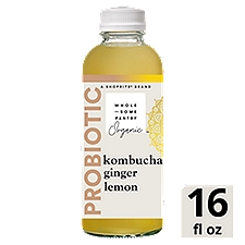 Wholesome Pantry Organic Probiotic Ginger Lemon Kombucha, 16 fl oz, 16 Fluid ounce