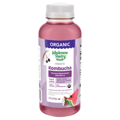 Wholesome Pantry Organic Coconut Watermelon Elderberry Probiotic Kombucha, 16 fl oz