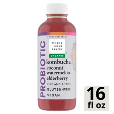 Wholesome Pantry Organic Probiotic Coconut Watermelon Elderberry Kombucha, 16 fl oz