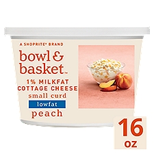 Bowl & Basket Lowfat Small Curd 1% Milkfat Peach Cottage Cheese, 16 oz, 16 Ounce