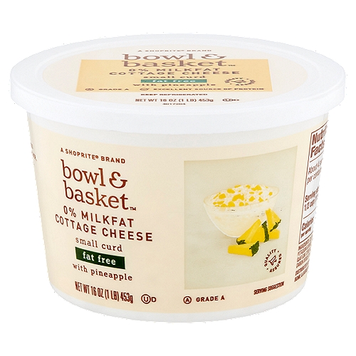 Bowl & Basket Fat Free Small Curd 0% Milkfat Cottage Cheese with Pineapple, 16 oz