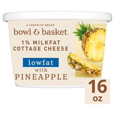 Bowl & Basket Lowfat Small Curd 1% Milkfat Cottage Cheese with Pineapple, 16 oz, 16 Ounce