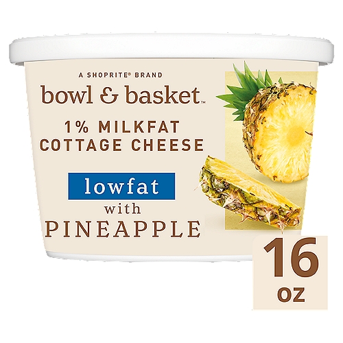 Bowl & Basket Lowfat Small Curd 1% Milkfat Cottage Cheese with Pineapple, 16 oz