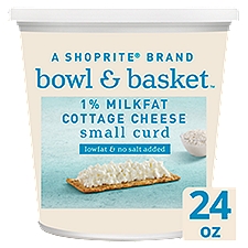 Bowl & Basket Small Curd 1% Milkfat Cottage Cheese, No Salt Added, 24 oz