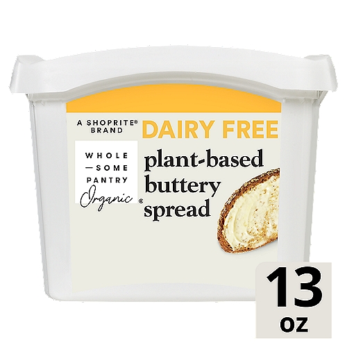 Wholesome Pantry Organic Dairy Free Plant-Based Buttery Spread, 13 oz
50% Less Saturated Fat than Dairy Butter

Leading Butter Spread: 7g Saturated Fat. Wholesome Pantry Buttery Spread: 3.5g Saturated Fat.
