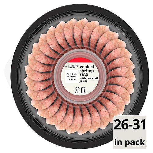 Wholesome Pantry Cooked Shrimp Ring with Cocktail Sauce, 26 - 31 shrimp per tray, 26 oz