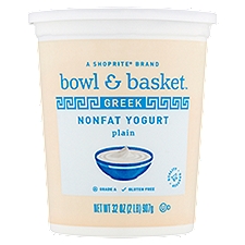 Bowl & Basket Plain Greek Nonfat Yogurt, 32 oz, 32 Ounce