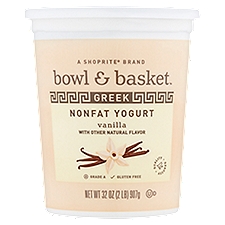 Bowl & Basket Vanilla Greek Nonfat Yogurt, 32 oz, 32 Ounce