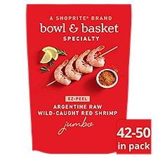 Bowl & Basket Specialty Argentine Raw Wild-Caught Red Shrimp, Jumbo, 42-50 shrimp per bag, 32 oz
