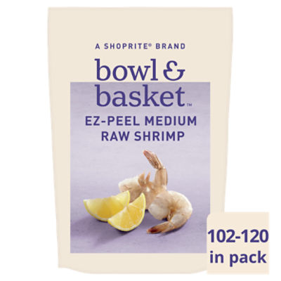 Bowl & Basket Ez-Peel Raw Shrimp, Medium, 102-120 shrimp per bag, 32 oz, 2 Pound
