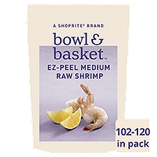 Bowl & Basket Ez-Peel Raw Shrimp, Medium, 102-120 shrimp per bag, 32 oz, 2 Pound