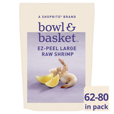 Bowl & Basket Ez-Peel Raw Shrimp, Large, 62-80 shrimp per bag, 32 oz, 2 Pound