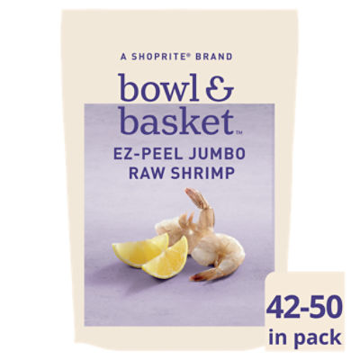 Bowl & Basket Cleaned Ez-Peel Jumbo Raw Shrimp, 42-50 shrimp per bag, 32 oz, 2 Pound