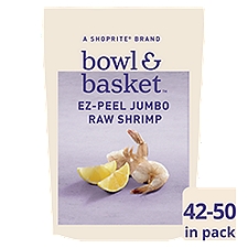 Bowl & Basket Cleaned Ez-Peel Jumbo Raw Shrimp, 42-50 shrimp per bag, 32 oz