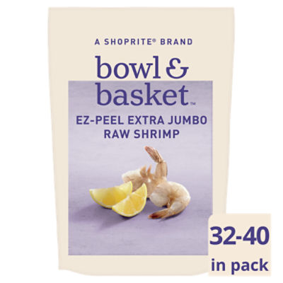 Bowl & Basket Cleaned Ez-Peel Extra Jumbo Raw Shrimp, 32-40 shrimp per bag, 32 oz, 2 Pound