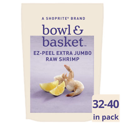 Bowl & Basket Cleaned EZ-Peel Extra Jumbo Raw Shrimp, 16-20 shrimp per lb., 32 oz, 2 Pound