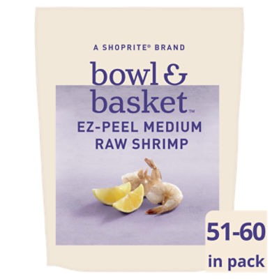 Bowl & Basket Ez-Peel Raw Shrimp, Medium, 51-60 shrimp per bag, 16 oz, 16 Ounce