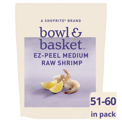 Bowl & Basket EZ-Peel Raw Shrimp, Medium, 51-60 shrimp per lb., 16 oz, 16 Ounce