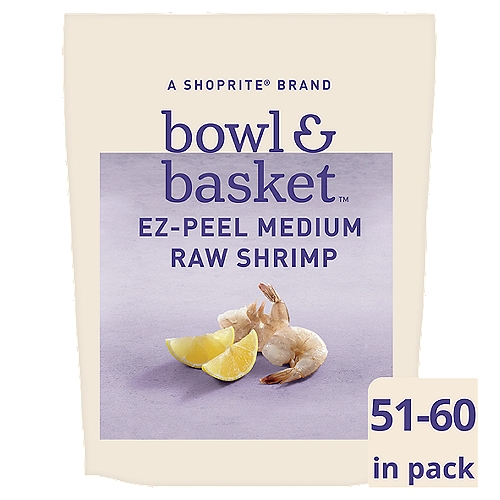 Bowl & Basket Ez-Peel Raw Shrimp, Medium, 51-60 shrimp per bag, 16 oz