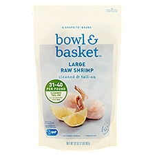 Bowl & Basket Raw Shrimp, Cleaned & Tail-On Large, 32 Ounce