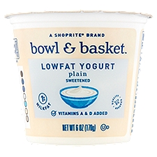 Bowl & Basket Yogurt Plain Sweetened Lowfat, 6 Ounce