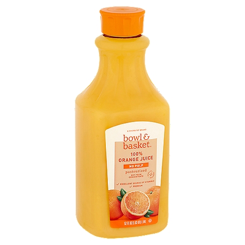 Bowl & Basket No Pulp 100% Orange Juice, 52 fl oz