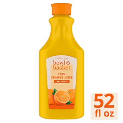 Bowls Basket No Pulp 100% Orange Juice, 52 fl oz, 52 Fluid ounce