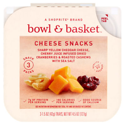 Bowl & Basket Cheese Snacks Yellow Cheddar Cheese, Cranberries