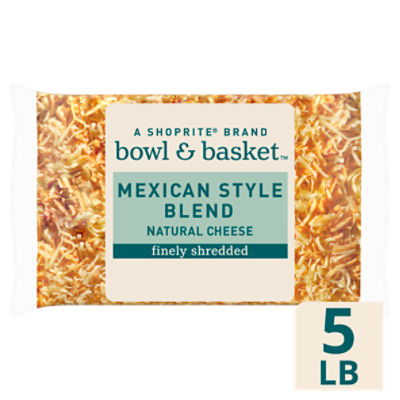 Bowl & Basket Finely Shredded Mexican Style Blend Cheese, 5 lb, 5 Pound