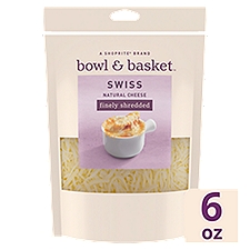 Bowl & Basket Finely Shredded Swiss Natural, Cheese, 6 Ounce