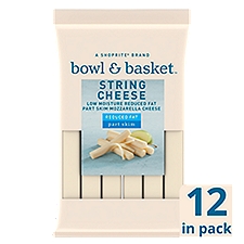 Bowl & Basket Reduced Fat Low Moisture Part Skim Mozzarella String Cheese, 12 oz, 12 Ounce