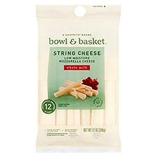 Bowl & Basket Whole Milk Low Moisture Mozzarella, String Cheese, 12 Ounce
