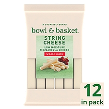 Bowl & Basket Whole Milk Low Moisture Mozzarella String Cheese, 12 oz, 12 Ounce