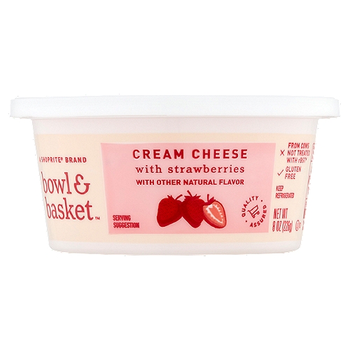 Bowl & Basket Cream Cheese with Strawberries, 8 oz
From Cows Not Treated with rBST*
*No Significant Difference Has Been Shown Between Milk Derived from rBST Treated and Non-rBST Treated Cows.