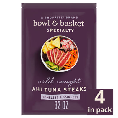 Bowl & Basket Specialty Boneless & Skinless Ahi Tuna Steaks, 32 oz, 32 Ounce