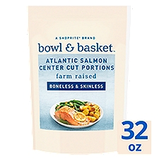 Bowl & Basket Atlantic Salmon Center Cut Portions Boneless & Skinless, 32 oz, 2 Pound