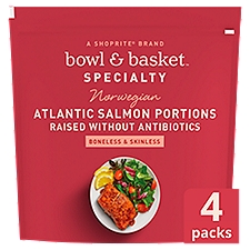 Bowl & Basket Specialty Boneless & Skinless Norwegian Atlantic Salmon Portions, 4 count, 32 oz