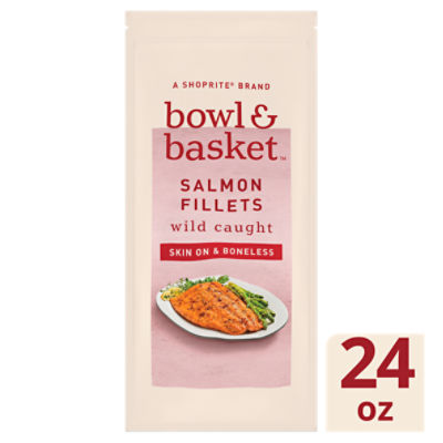 Bowl & Basket Skin On & Boneless Salmon Fillets, 24 oz, 1.5 Pound