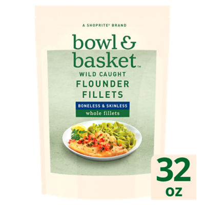 Bowl & Basket Flounder Fillets Boneless & Skinless Whole, 32 oz, 2 Pound