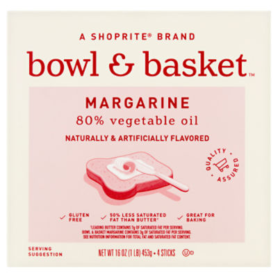 Bowl & Basket 80 Vegetable Oil Margarine, 4 count, 16 oz
