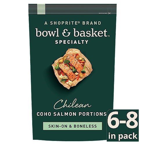 Bowl & Basket Specialty Skin-On & Boneless Chilean Coho Salmon Portions, 32 oz
Delicate in Flavor & Deliciously Light & Mild. Perfect for Poaching or Pre-Cooking & Serving Cold with a Salad.