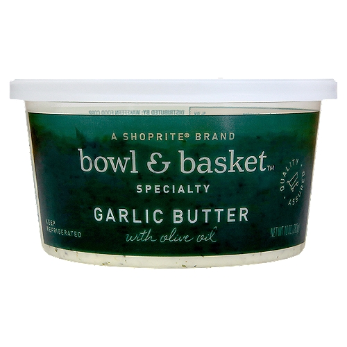 Bowl & Basket Specialty Garlic Butter with Olive Oil, 10 oz
Real butter blended with garlic and parsley is delicious in pasta and seafood recipes, or as a spread for your favorite bread. Great heated.